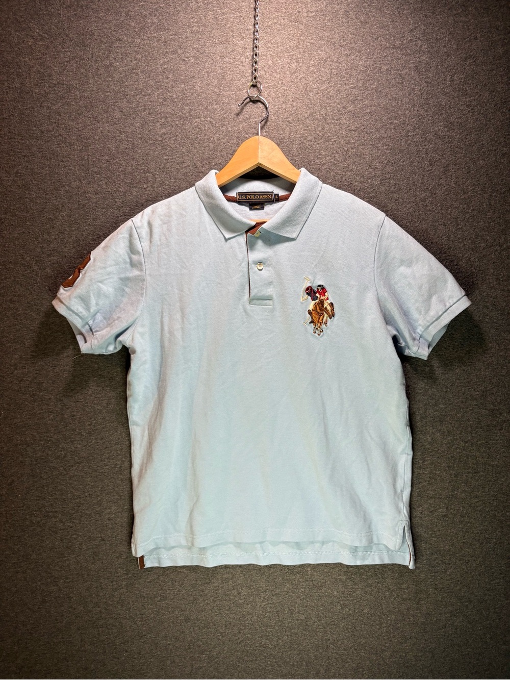 U.S. Polo Assn. Light Blue Men's Polo with Embroidered Rider